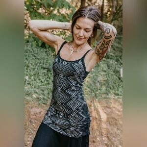 Phoenix Rising MAHA MINI - BLACK/SILVER Black mini dress/ Tunic Top xs